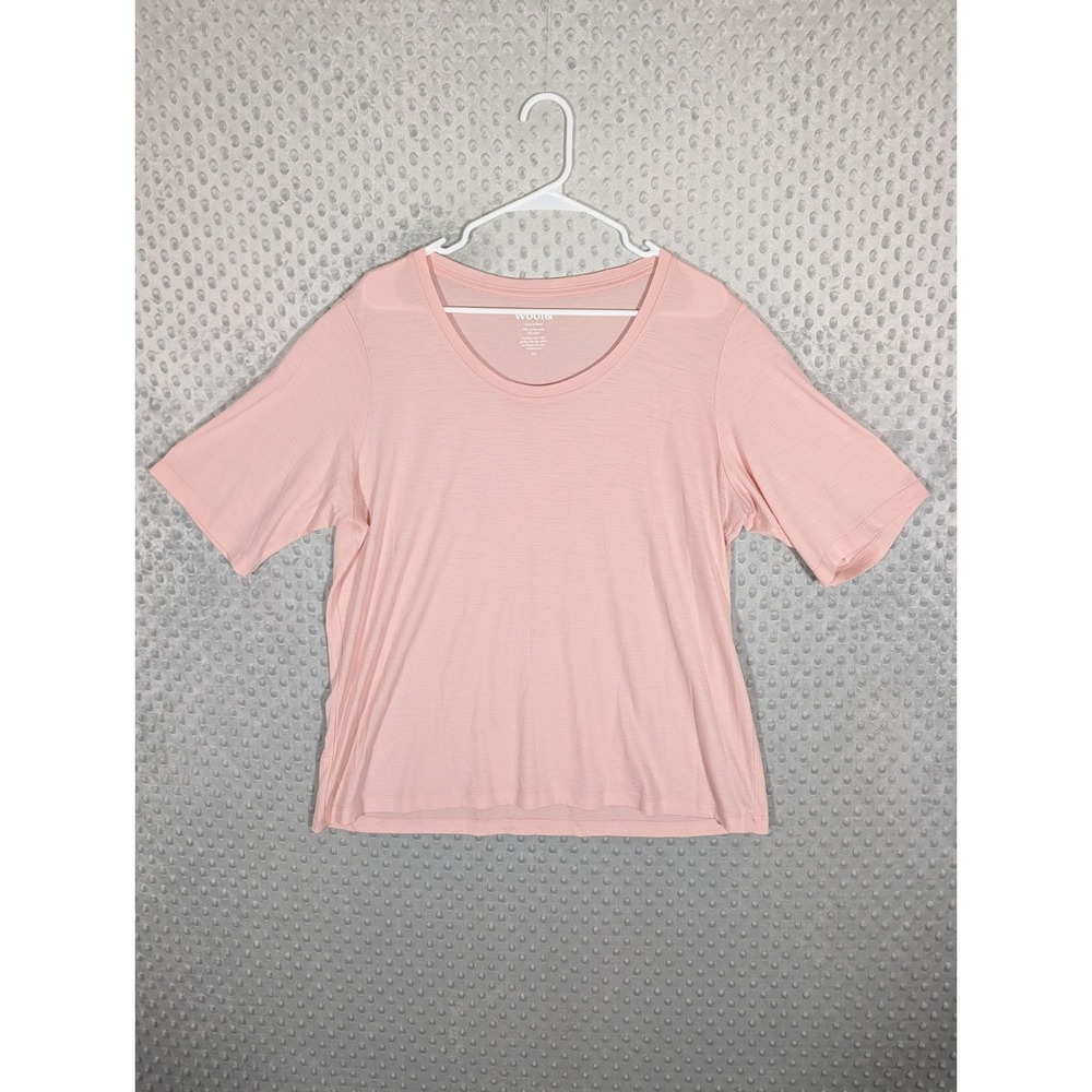 Wool& Wooland Merino Wool Blouse Women's 2XL Light Pink Short Sleeve Top